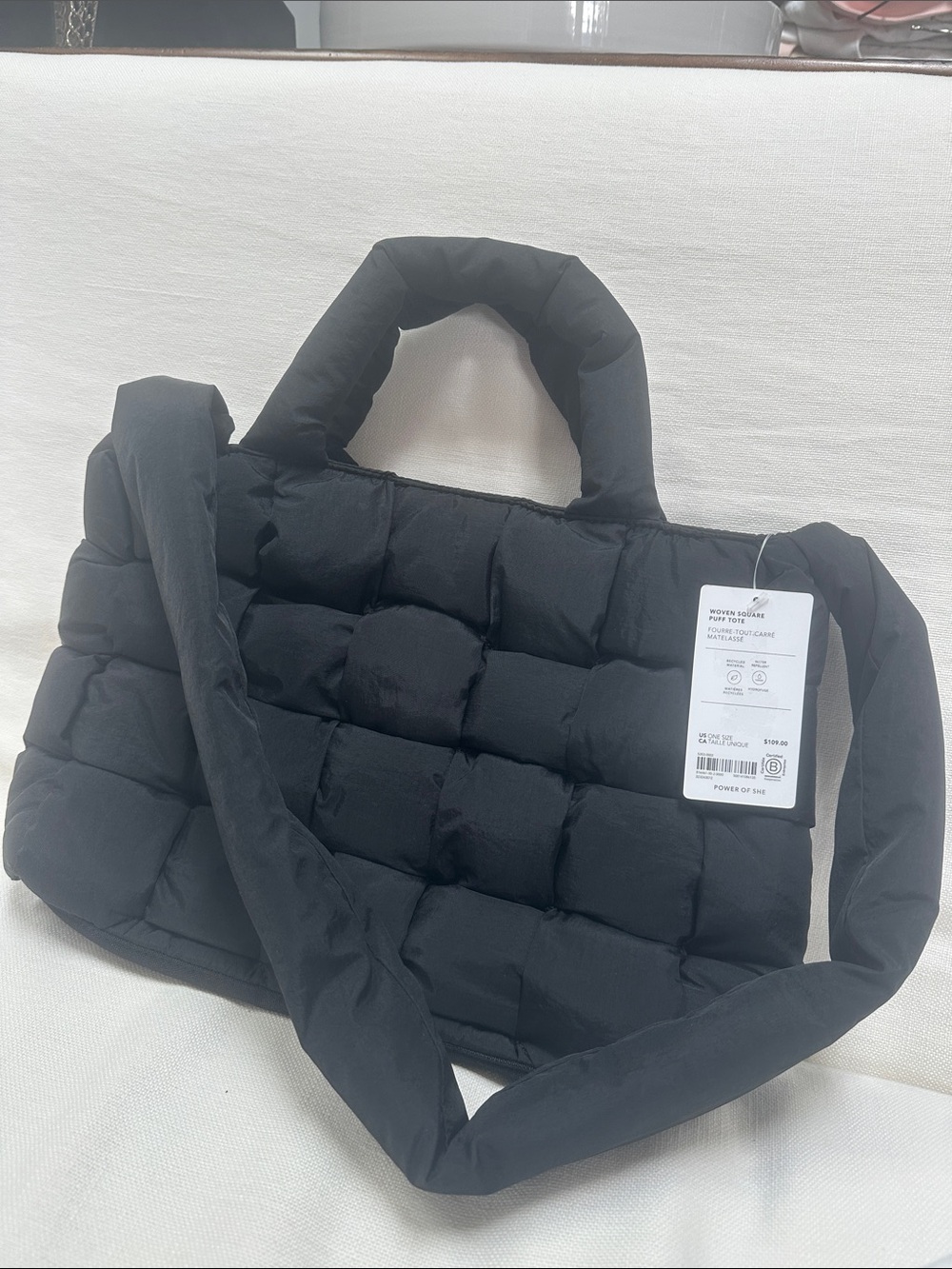 Athleta Woven Puff Tote - Black